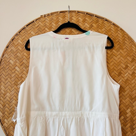 CHARMING MOD CLOTH WHITE‎ W/ COLORFUL POLKA DOTS SLEEVELESS V-NECK DRESS - NWT - Picture 12 of 15